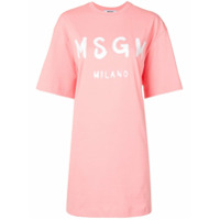 MSGM Vestido reto com estampa de logo - Rosa