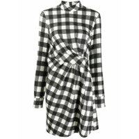 MSGM Vestido xadrez com pregas frontais - Preto