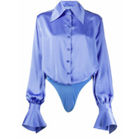 Mugler Camisa mangas longas com colarinho pontiagudo - Azul
