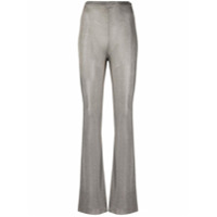 Mugler metallic-knit flared trousers - Prateado