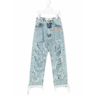 Natasha Zinko Kids Calça jeans com detalhe puído - Azul