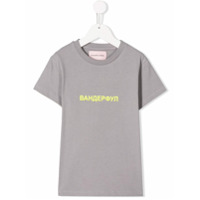 Natasha Zinko Kids Camiseta decote careca com estampa gráfica - Cinza