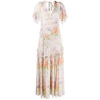 Needle & Thread Vestido Elsa gola V com estampa floral - Branco