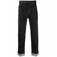 Neil Barrett Calça jeans reta com barra dobrada - Preto