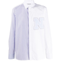 Neil Barrett Camisa com listras e patchwork - Branco