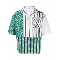 Neil Barrett Camisa com recortes e mix de estampas - Verde