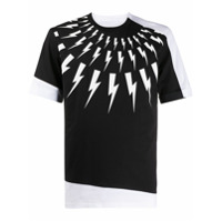 Neil Barrett Camiseta bicolor com estampa de raios - Preto