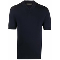 Neil Barrett Camiseta gola V de tricô - Azul