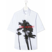 Neil Barrett Kids Camisa polo com estampa de palmeira - Branco