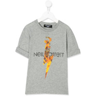 Neil Barrett Kids Camiseta com estampa de fogo - Cinza