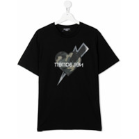 Neil Barrett Kids Camiseta com estampa de logo - Preto