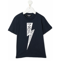 Neil Barrett Kids Camiseta de algodão com estampa de logo - Azul