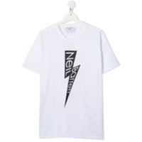 Neil Barrett Kids Camiseta de algodão com estampa de logo - Branco