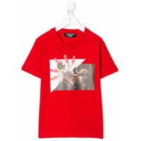 Neil Barrett Kids Camiseta mangas curtas com estampa fotográfica - Vermelho