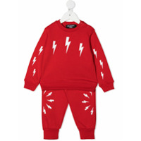 Neil Barrett Kids Conjunto esportivo com estampa de raio - Vermelho