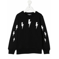 Neil Barrett Kids lightning bolt print sweatshirt - Preto