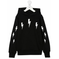 Neil Barrett Kids Moletom com capuz e estampa de raios - Preto