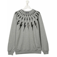 Neil Barrett Kids Moletom de algodão com estampa de raios - Cinza