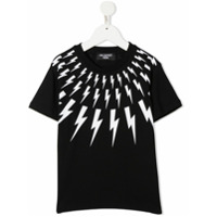 Neil Barrett Kids Moletom de algodão com estampa de raios - Preto
