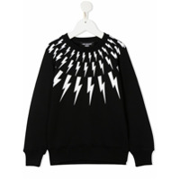 Neil Barrett Kids Moletom de algodão com estampa de raios - Preto