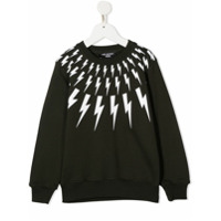 Neil Barrett Kids Moletom de algodão com estampa de raios - Verde