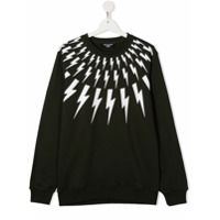 Neil Barrett Kids Moletom de algodão com estampa de raios - Verde
