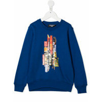 Neil Barrett Kids Moletom de algodão com estampa gráfica - Azul