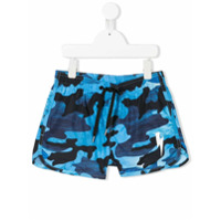Neil Barrett Kids Short de natação com estampa camuflada - Azul