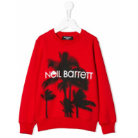 Neil Barrett Kids Suéter mangas longas com logo e estampa de palmeiras - Vermelho