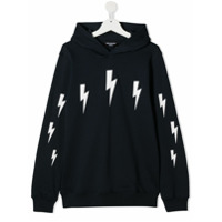 Neil Barrett Kids TEEN lightning bolt print hoodie - Azul