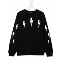 Neil Barrett Kids TEEN lightning bolt print sweatshirt - Preto