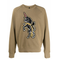 Neil Barrett Moletom Art School Unicorn com patch - Verde