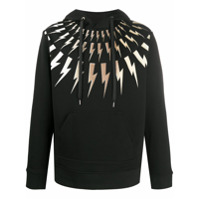 Neil Barrett Moletom gola alta com capuz e estampa de raios - Preto