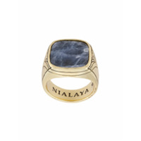 Nialaya Jewelry Anel de ônix com gravação - Dourado