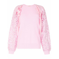 Nº21 Blusa de tricô com mangas de renda - Rosa