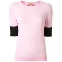 Nº21 Blusa de tricô com punhos contrastantes - Rosa