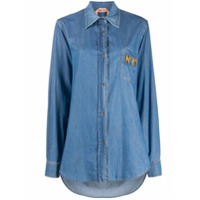 Nº21 Camisa jeans oversized com detalhe de logo - Azul