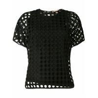 Nº21 Camiseta com sobreposição e vazado - Preto