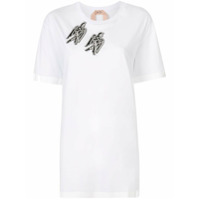 Nº21 Camiseta decote careca com aplicação de patches - Branco