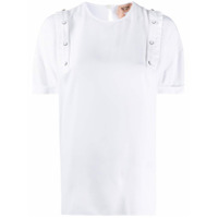 Nº21 Camiseta decote careca com babados - Branco