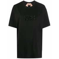 Nº21 Camiseta oversized com aplicação de logo - Preto
