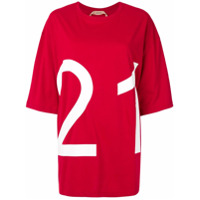 Nº21 Camiseta oversized com estampa de logo - Azul