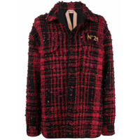 Nº21 Jaqueta xadrez com logo dourado - Preto