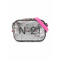 Nº21 Kids Bolsa tiracolo com logo em paetês - Prateado