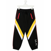 Nº21 Kids Calça esportiva color block - Preto