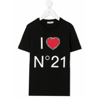 Nº21 Kids Camiseta com aplicação de strass - Preto