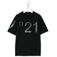 Nº21 Kids Camiseta com logo contrastante - Preto
