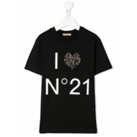 Nº21 Kids Camiseta decote careca com estampa gráfica - Preto