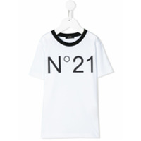 Nº21 Kids Camiseta decote careca com logo - Branco