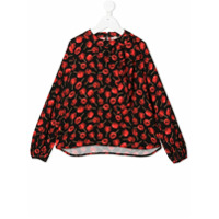 Nº21 Kids cherry print long-sleeve blouse - Preto